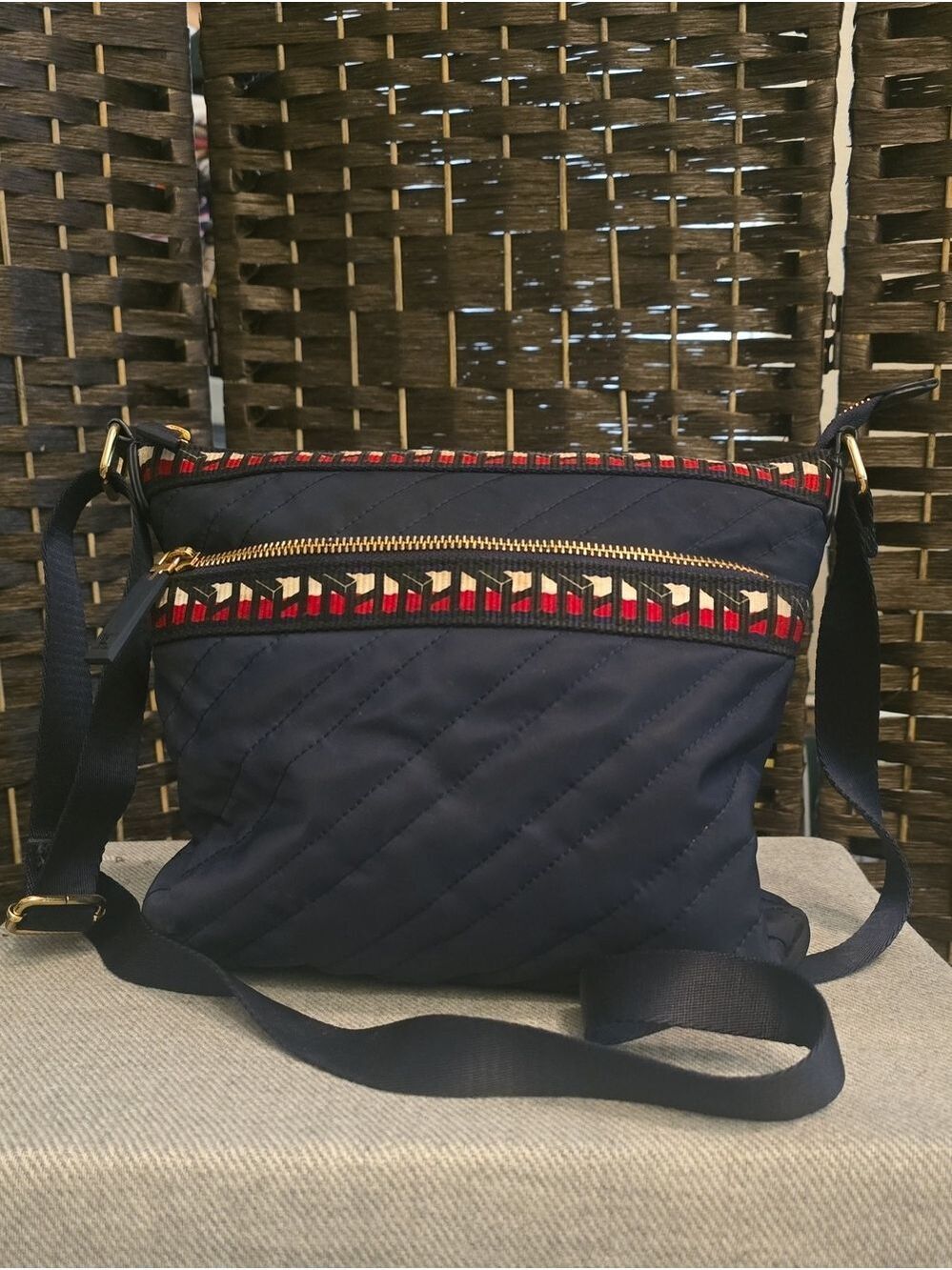 TOMMY HILFIGER Navy Blue Penny Nylon Lightweight Quilted Crossbody Bag